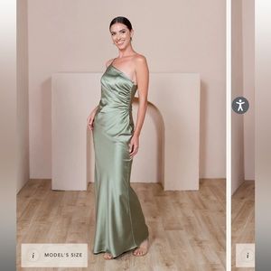 Revelry Satin Jade Bridesmaid Dress in Silver Sage